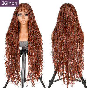 SuperNova #350 36” Bohemian Box Braided Wig - Full Lace, Premium Synthetic Fiber | Wavy, Lightweight & Comfortable | Perfect for Any Occasion!