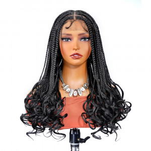 Supernova Summer Musts 18“ Tangle-Free Knotless Box Braided Full Lace Wig, Breathable Cap, No Boho Style With Curly Ends, Effortless Perfection